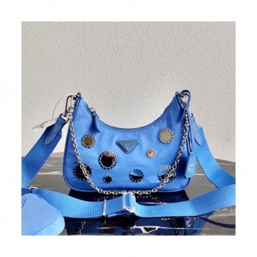 Prada 2020 Hobo Shoulder Bag,22CM - 프라다 2020 호보 숄더백,PRAB0129, 22cm,블루