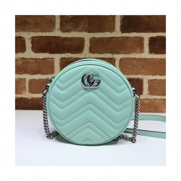 Gucci 2020 GG Marmont Mini Round Women Shoulder Bag,18CM - 구찌 2020 GG 마몬트 미니 라운드 여성용 숄더백 550154,GUB1160,18CM,민트