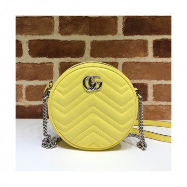 Gucci 2020 GG Marmont Mini Round Women Shoulder Bag,18CM - 구찌 2020 GG 마몬트 미니 라운드 여성용 숄더백 550154,GUB1159,18CM,옐로우