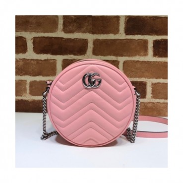 Gucci 2020 GG Marmont Mini Round Women Shoulder Bag,18CM - 구찌 2020 GG 마몬트 미니 라운드 여성용 숄더백 550154,GUB1158,18CM,핑크