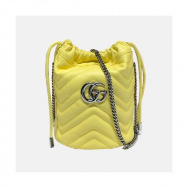 Gucci 2020 GG Marmont Mini Women Bucket Chain Shoulder Bag,19CM - 구찌 2020 GG 마몬트 미니 여성용 버킷 체인 숄더백, 575163,GUB1156,19CM,옐로우