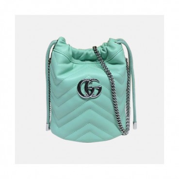 Gucci 2020 GG Marmont Mini Women Bucket Chain Shoulder Bag,19CM - 구찌 2020 GG 마몬트 미니 여성용 버킷 체인 숄더백, 575163,GUB1154,19CM,민트