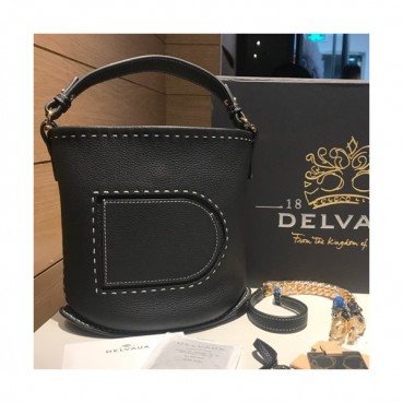 Delvaux 2020 Pin Leather Shoulder Bag,20cm - 델보 2020 핀 레더 숄더백,DVB0341,20cm .블랙