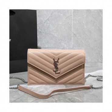 Saint Laurent 2020 Women Monogram Chain Shoulder Bag ,19CM - 입생로랑 2020 여성용 모노그램 체인 숄더백 393953 ,SLB0550,19CM,연핑크(은장)