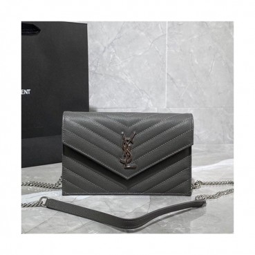 Saint Laurent 2020 Women Monogram Chain Shoulder Bag ,19CM - 입생로랑 2020 여성용 모노그램 체인 숄더백 393953 ,SLB0549,19CM,그레이(은장)