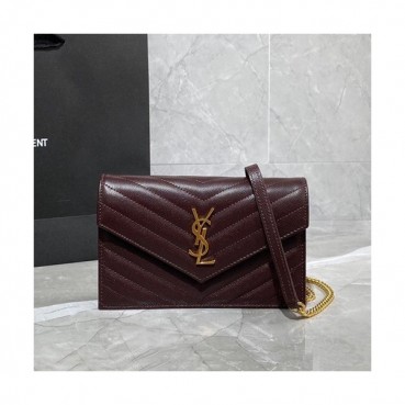 Saint Laurent 2020 Women Monogram Chain Shoulder Bag ,19CM - 입생로랑 2020 여성용 모노그램 체인 숄더백 393953 ,SLB0548,19CM,와인(금장)