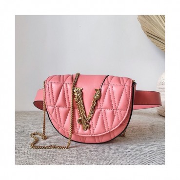 Versace 2020 Leather Hip Sack / Shoulder Bag,18CM - 베르사체 2020 여성용 레더 힙색 / 숄더백 ,VERB0069,18CM,핑크