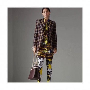 Burberry 2020 Leather Tote Shoulder Bag, 34cm - 버버리 2020 여성용 레더 토트 숄더백 ,BURB0489,34cm,와인