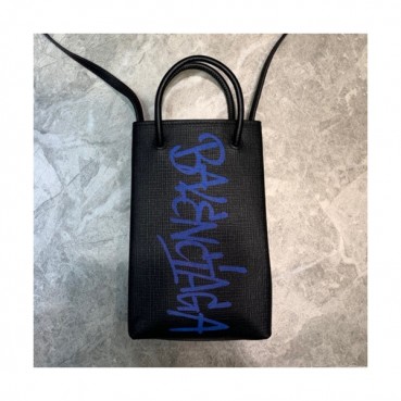 Balenciaga 2020 Leather Super Mini Tote Shoulder Bag / Phone Bag,18CM - 발렌시아가 2020 여성용 레더 슈퍼 미니 토트 숄더백 / 폰 백,BGB0583,18CM,블랙
