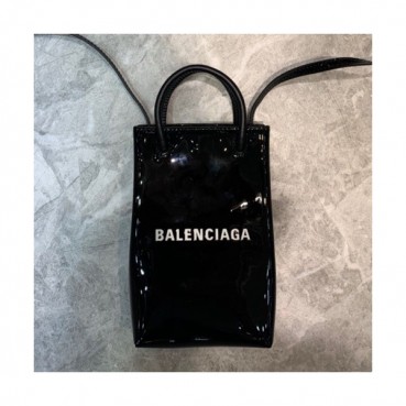 Balenciaga 2020 Leather Super Mini Tote Shoulder Bag / Phone Bag,18CM - 발렌시아가 2020 여성용 레더 슈퍼 미니 토트 숄더백 / 폰 백,BGB0582,18CM,블랙