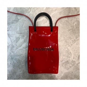 Balenciaga 2020 Leather Super Mini Tote Shoulder Bag / Phone Bag,18CM - 발렌시아가 2020 여성용 레더 슈퍼 미니 토트 숄더백 / 폰 백,BGB0581,18CM,레드