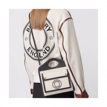 Burberry 2020 Canvas & Leather Shoulder Bag, 26cm - 버버리 2020 여성용 캔버스 & 레더 숄더백 ,BURB0482,26cm,블랙+연베이지