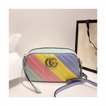 Gucci 2020 Marmont Matlase Shoulder Bag,24CM - 구찌 2020 마몬트 마틀라세 숄더백 447632,GUB1138,24cm,옐로우핑크블루민트
