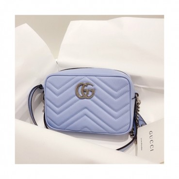 Gucci 2020 Marmont Matlase Shoulder Bag,18CM - 구찌 2020 마몬트 마틀라세 숄더백 448065,GUB1136,18cm,스카이블루