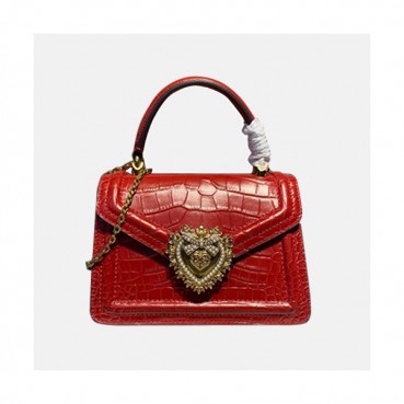 Dolce&Gabbana 2020 Leather Chain Tote Shoulder Bag ,20CM - 돌체 앤 가바나 2020 여성용 레더 체인 토트 숄더백 DGB0263,20cm,레드