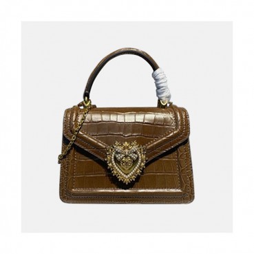 Dolce&Gabbana 2020 Leather Chain Tote Shoulder Bag ,20CM - 돌체 앤 가바나 2020 여성용 레더 체인 토트 숄더백 DGB0262,20cm,카키브라운