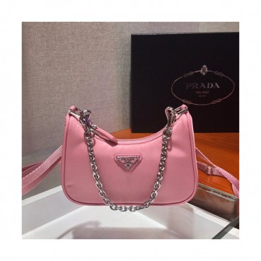 Prada 2020 Nylon Mini Hobo Tote Shoulder Bag,15CM - 프라다 2020 나일론 미니 호보 토트 숄더백,PRAB0115,15cm,핑크