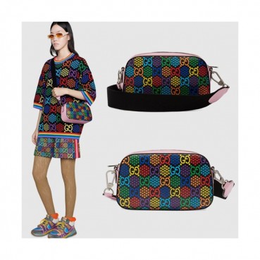 Gucci 2020 Psychedelic Shoulder Bag,24CM - 구찌 2020 사이키델릭 여성용 숄더백 ,574886, GUB1133,24cm, 블랙핑크