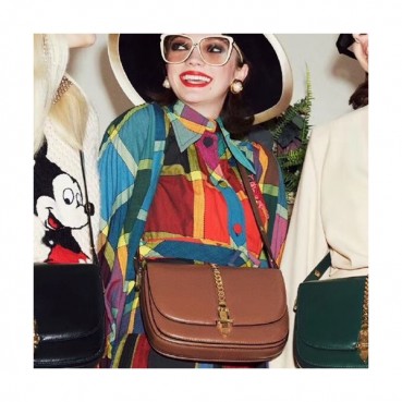 Gucci 2020  Sylvie 1969 Shoulder Bag,25CM - 구찌 2020 실비 1969 숄더백 601067,GUB1131,25cm,브라운