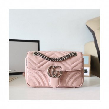 Gucci 2020 GG Marmont Matlase Women Shoulder Bag,22CM - 구찌 2020 GG 마몬트 마틀라세 여성용 숄더백 446744,GUB1117,22CM,연핑크