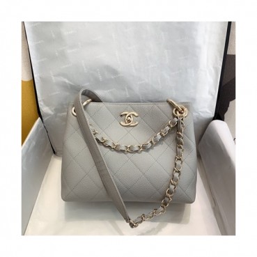 Chanel 2020 Leather Chain Shoulder Bag,22CM - 샤넬 2020 여성용 레더 체인 숄더백,CHAB1474,22CM,그레이