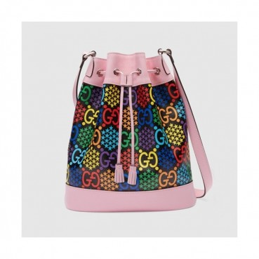 Gucci 2020 Psychedelic Bucket Shoulder Bag,31CM - 구찌 2020 사이키델릭 여성용 버킷 숄더백 ,598149, GUB1113,31cm, 블랙핑크