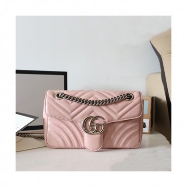 Gucci 2020 GG Marmont Matlase Women Shoulder Bag,26CM - 구찌 2020 GG 마몬트 마틀라세 여성용 숄더백 443497,GUB1113,26CM,연핑크