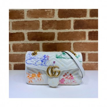 Gucci 2020 GG Marmont Matlase Women Shoulder Bag,26CM - 구찌 2020 GG 마몬트 마틀라세 여성용 숄더백 443497,GUB1110,26CM,화이트