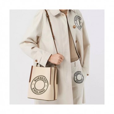 Burberry 2020  Canvas Bucket Tote Shoulder Bag, 25cm - 버버리 2020 여성용 캔버스 버킷 토트 숄더백 ,BURB0479,25cm,베이지