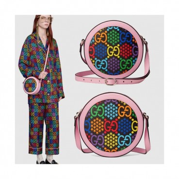 Gucci 2020 PVC Round Shoulder Bag,19CM - 구찌 2020 PVC 라운드 숄더백 603938,GUB1096,19CM,블랙핑크