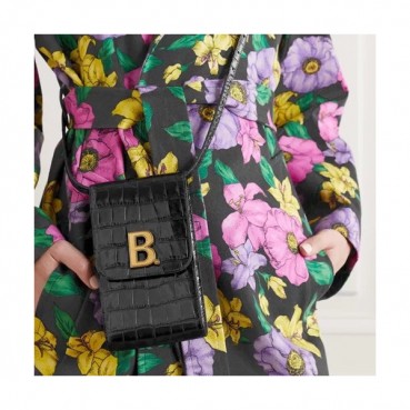 Balenciaga 2020 Leather Phone Bag Shoulder Bag,19CM - 발렌시아가 2020 여성용 레더 폰 백 숄더백,BGB0573,19CM,블랙