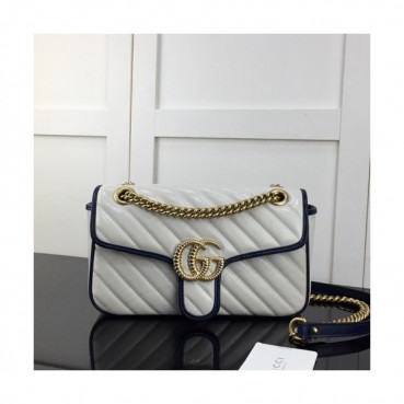 Gucci 2020 GG Marmont Matlase Women Shoulder Bag,26CM - 구찌 2020 GG 마몬트 마틀라세 여성용 숄더백 443497,GUB1080,26CM,화이트