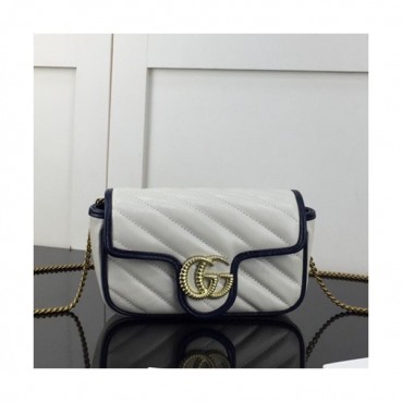 Gucci 2020 GG Marmont Matlase Super Mini Women Shoulder Bag,16.5CM - 구찌 2020 GG 마몬트 마틀라세 수퍼미니 여성용 숄더백 574969,GUB1079,16.5CM,화이트