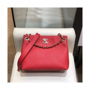 Chanel 2020 Leather Chain Shoulder Bag,22CM - 샤넬 2020 여성용 레더 체인 숄더백,CHAB1444,22CM,레드
