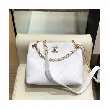 Chanel 2020 Leather Chain Shoulder Bag,22CM - 샤넬 2020 여성용 레더 체인 숄더백,CHAB1443,22CM,화이트