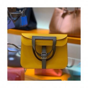Hermes 2020 Halzan Leather Tote Shoulder Bag ,22cm - 에르메스 2020 할잔 레더 여성용 토트 숄더백 HERB0807,22cm,옐로우