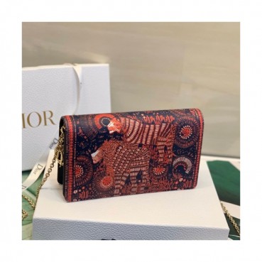 Dior 2020 Leather Chain Shoulder Bag,21.5CM - 디올 2020 여성용  레더 체인 숄더백  DIOB0543,21.5CM,네이비레드