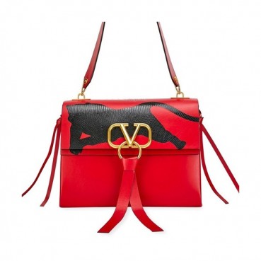 Valentino 2020 V-ring Large Leather Shoudler Bag,28CM 
