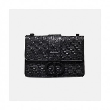 Dior 2020 Leather CD Buckle Shoulder Bag,24CM - 디올 2020 레더 CD 버클 여성용 숄더백  DIOB0520,24CM,블랙