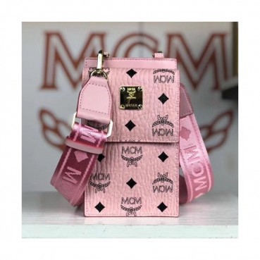 MCM 2020 Visetos Phone Shoulder Bag ,19cm - 엠씨엠 2020 비세토스 여성용 폰 숄더백  MCMB0437,19cm,핑크