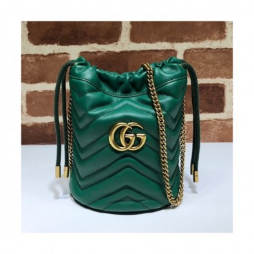 Gucci 2020 GG Marmont Mini Women Bucket Chain Shoulder Bag,19CM - 구찌 2020 GG 마몬트 미니 여성용 버킷 체인 숄더백, 575163,GUB1026,19CM,그린