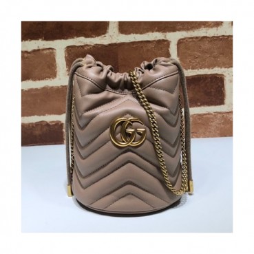 Gucci 2020 GG Marmont Mini Women Bucket Chain Shoulder Bag,19CM - 구찌 2020 GG 마몬트 미니 여성용 버킷 체인 숄더백, 575163,GUB1024,19CM,베이지