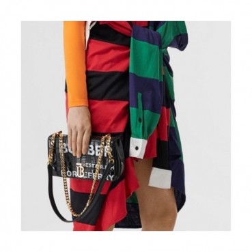 Burberry 2020 Leather TB Chain Shoulder Bag, 23cm - 버버리 2020 여성용 레더 TB 체인 숄더백 ,BURB0457,23cm,블랙