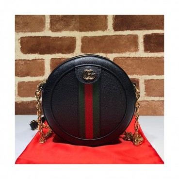 Gucci 2020 GG Ophidia Mini Leather Round Women Shoulder Bag,18CM - 구찌 2020 GG 오피디아 미니 레더 라운드 여성용 숄더백 550618,GUB1005,18CM,블랙