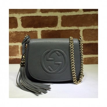 Gucci 2020 Ladies Leather Chain Shoulder Bag,18CM - 구찌 2020 여성용 레더 체인 숄더백 323190,GUB0980,18CM,그레이