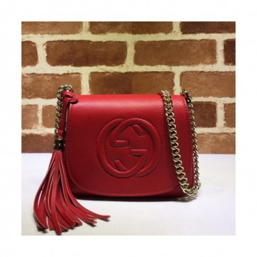 Gucci 2020 Ladies Leather Chain Shoulder Bag,18CM - 구찌 2020 여성용 레더 체인 숄더백 323190,GUB0979,18CM,레드