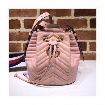Gucci 2020 Marmont Matlase Women Bucket Bag,21CM - 구찌 2020 마몬트 마틀라세 여성용 버킷백 476674, GUB0978,21CM,핑크