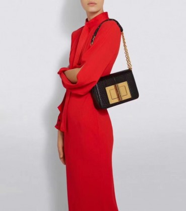 Tom Ford 2022 Leather Shoulder Bag,22cm - 톰 포드 2022 뱀가죽 여성용 숄더백 TFB0021,16,24cm블랙