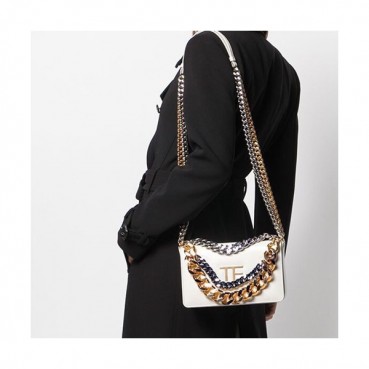 Tom Ford 2020 Leather Shoulder Bag,22cm - 톰 포드 2020 레더 여성용 숄더백 TFB0019,22cm,화이트