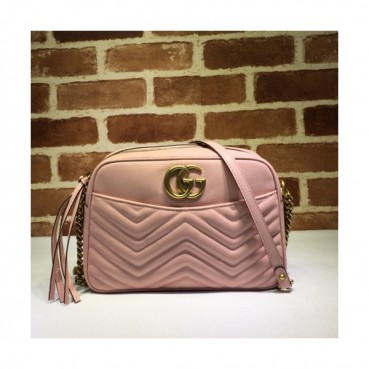 Gucci 2020 GG Marmont Matlase Leather Women Shoulder Bag,28CM - 구찌 2020 GG 마몬트 마틀라세 레더 여성용 숄더백 443499,GUB0961,28CM,핑크